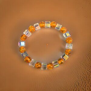 Amber and crystal bracelet~ 7 inches